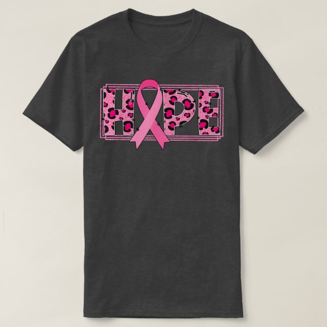 Camiseta Cinta Rosa Con Leopardo Impresión Esperanza Cáncer (Diseño del anverso)
