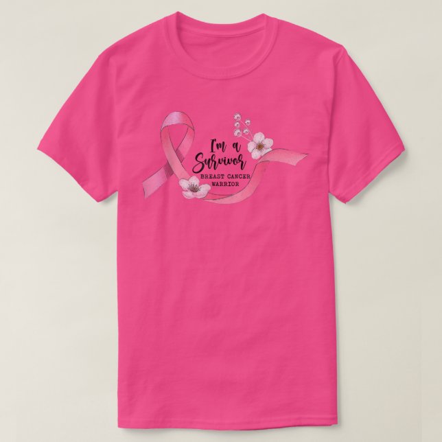 Camiseta Cinta rosa corazón soy sobreviviente de cáncer de  (Diseño del anverso)