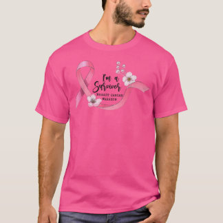 Camiseta Cinta rosa corazón soy sobreviviente de cáncer de 
