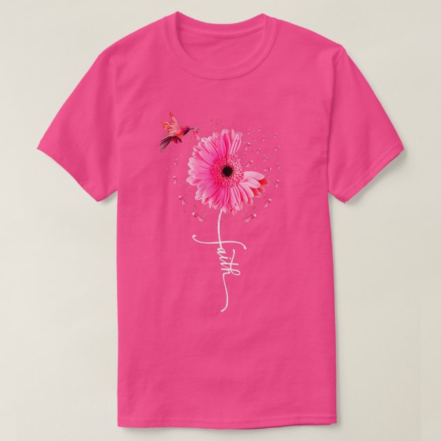 Camiseta Cinta rosa Daisy Faith Conciencia sobre el cáncer  (Diseño del anverso)