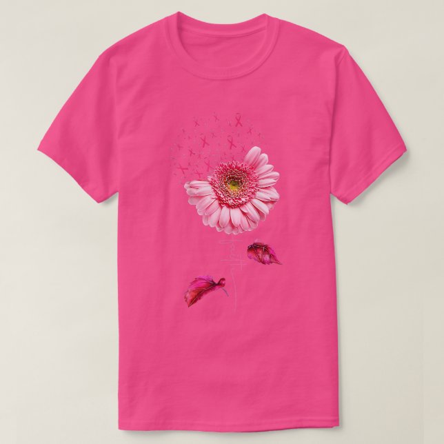 Camiseta Cinta rosa Daisy Faith Conciencia sobre el cáncer  (Diseño del anverso)