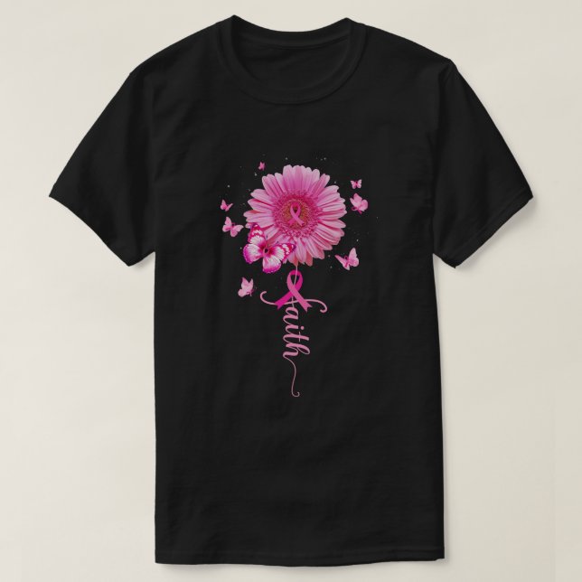 Camiseta Cinta rosa Daisy Faith Conciencia sobre el cáncer  (Diseño del anverso)