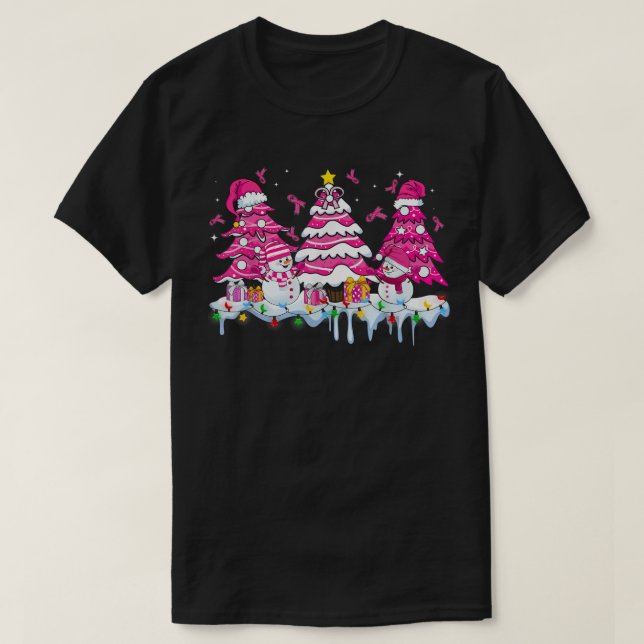 Camiseta Cinta rosa de árbol de Navidad Conciencia sobre el (Diseño del anverso)