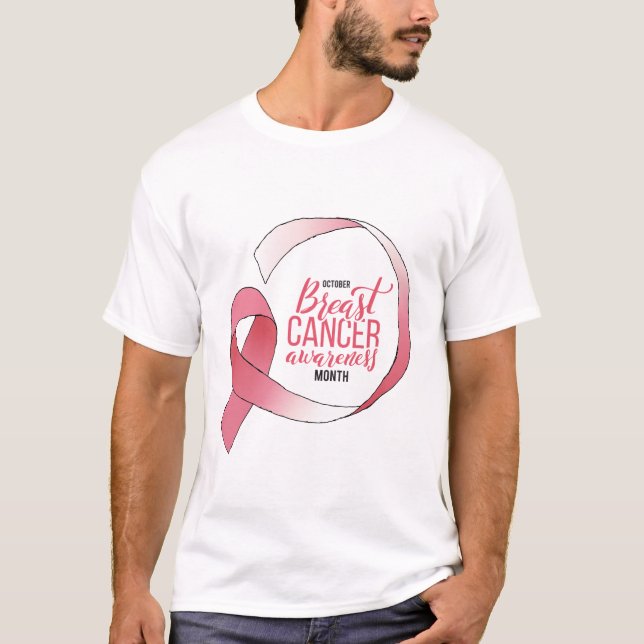 Camiseta Cinta rosa de cáncer de mama dibujando Mes de BCA (Anverso)