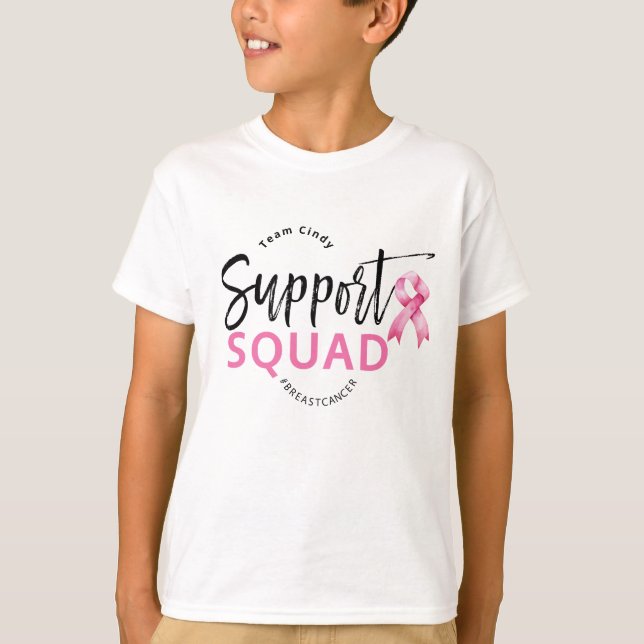 Camiseta Cinta rosa de Cáncer de Mama Escuadrón de Apoyo (Anverso)