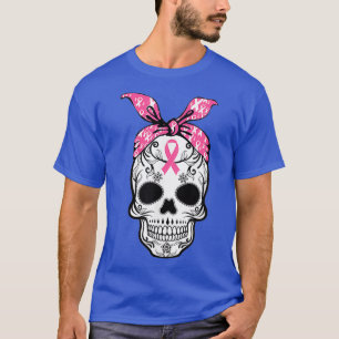 Camiseta Cinta rosa de cráneo de azúcar Calavera Cáncer de 