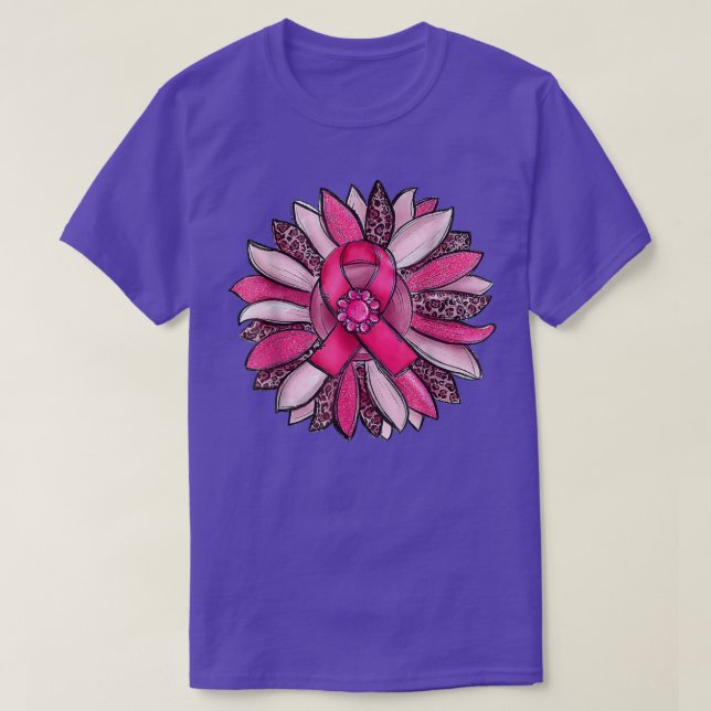 Camiseta Cinta rosa de girasol Sensibilización sobre el cán (Diseño del anverso)