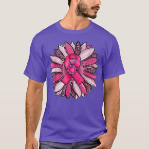 Camiseta Cinta rosa de girasol Sensibilización sobre el cán