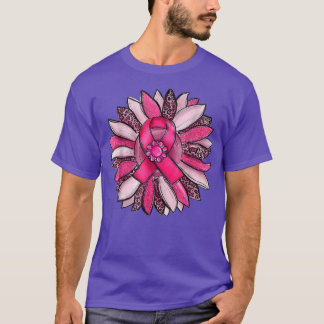 Camiseta Cinta rosa de girasol Sensibilización sobre el cán