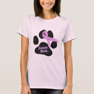 Camiseta Cinta Rosa de Huella de Garra de Cáncer de Mama