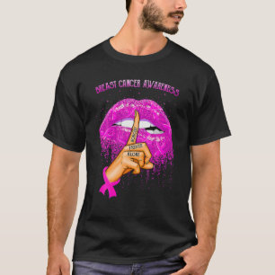 Camiseta Cinta rosa de los labios mordaces Conciencia sobre