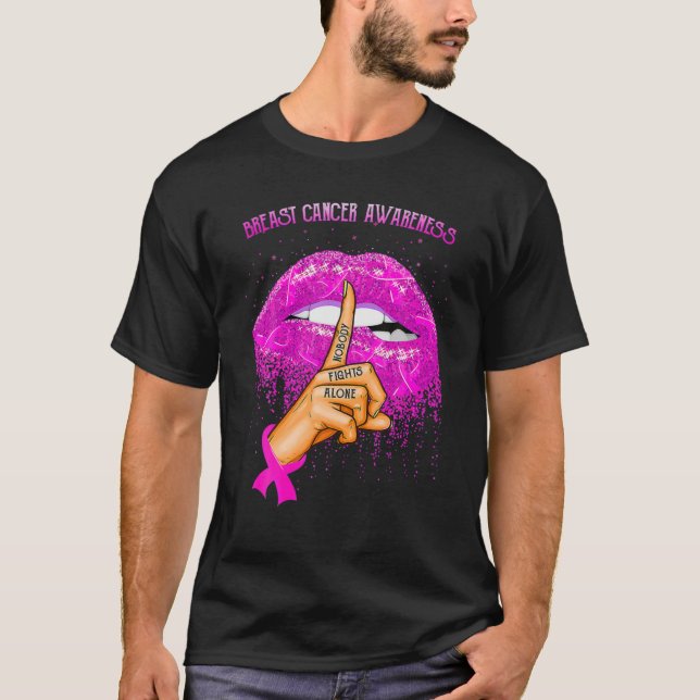 Camiseta Cinta rosa de los labios mordaces Conciencia sobre (Anverso)