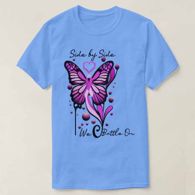 Camiseta Cinta rosa de mariposa de conciencia (Diseño del anverso)