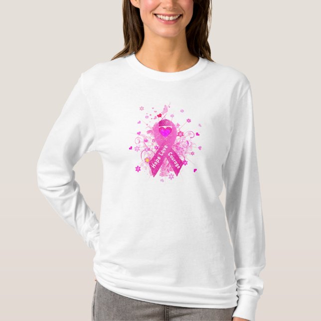 Camiseta Cinta rosa del cáncer de mama (Anverso)