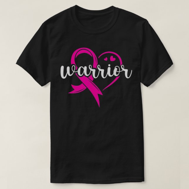 Camiseta Cinta rosa guerrera luchadora contra el cáncer de  (Diseño del anverso)