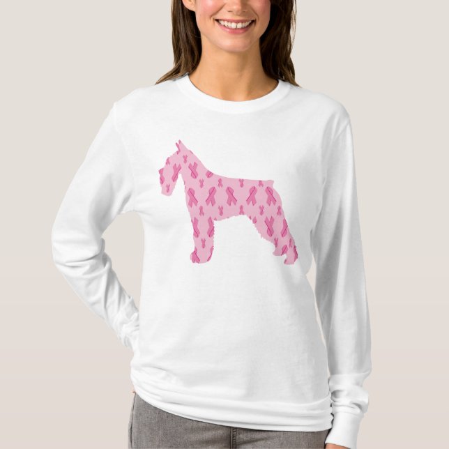 Camiseta Cinta rosa Schnauzer para el cáncer (Anverso)