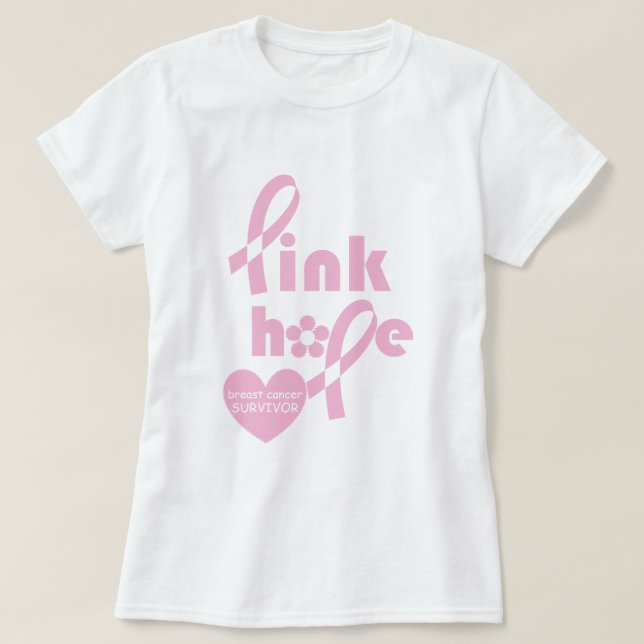 Camiseta Cinta rosa Sobreviviente de cáncer de mama (Diseño del anverso)