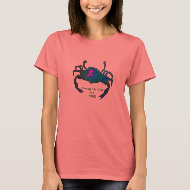 Camiseta Cinta rosada de cangrejo T-Shirt Conciencia sobre  (Anverso)