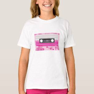 Camiseta Cinta rosada de cassette con chispas rosadas