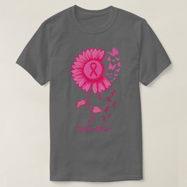 Camiseta Cinta rosada de girasol Cáncer de Mama Warr (Diseño del anverso)