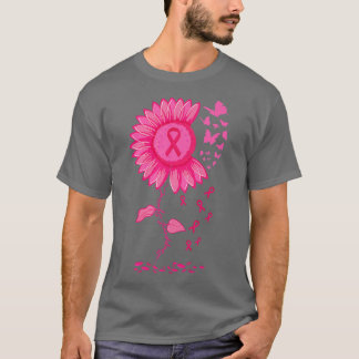 Camiseta Cinta rosada de girasol Cáncer de Mama Warr