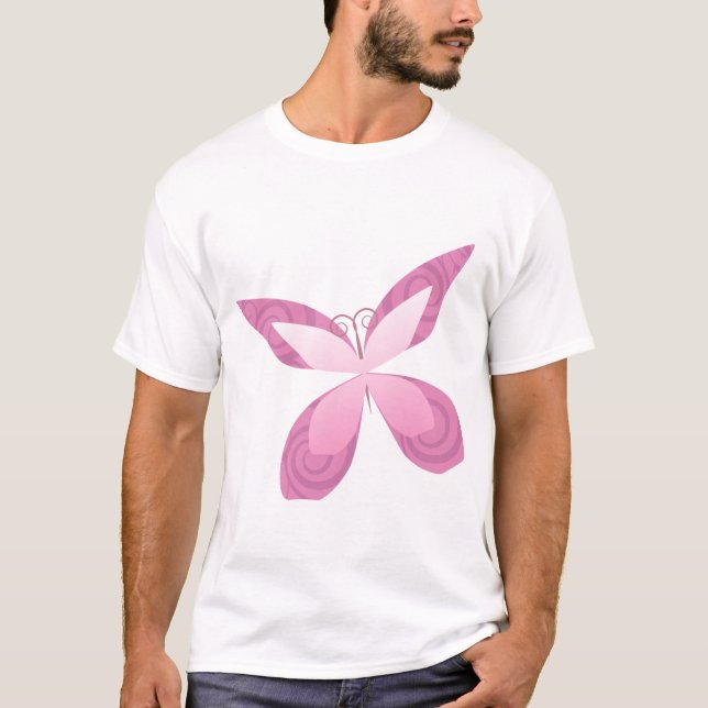 Camiseta Cinta rosada de la mariposa (Anverso)