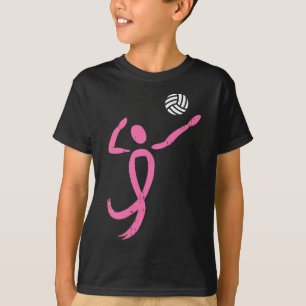 Camiseta Cinta rosada de voleibol Cinta rosa Cáncer de Mama