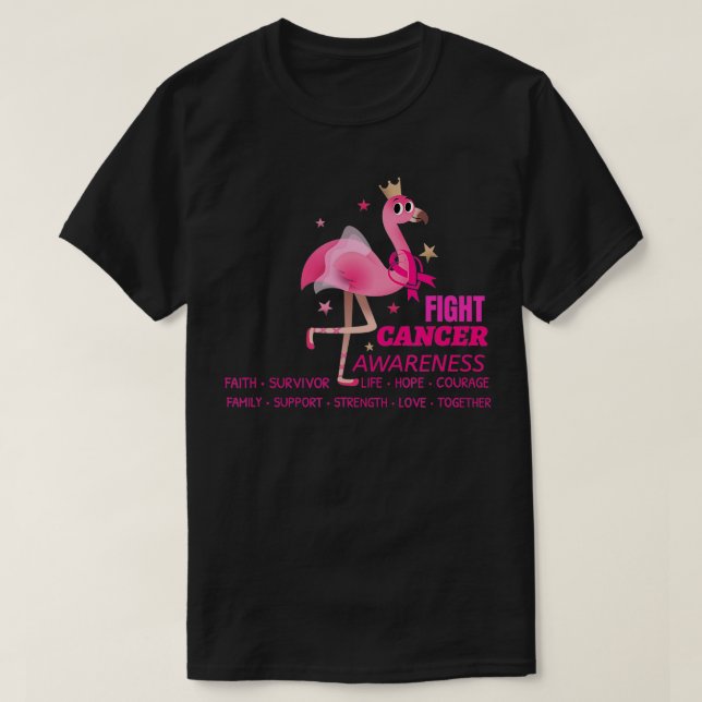 Camiseta Cinta rosada Flamingo Cáncer de Mama Suppo (Diseño del anverso)