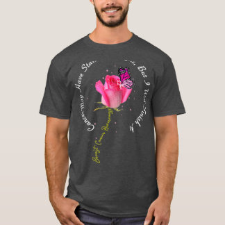 Camiseta Cinta rosada Rosa de mariposa de la cita del cánce