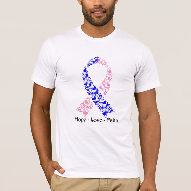 Camiseta Cinta rosada y azul de la esperanza de la (Anverso)