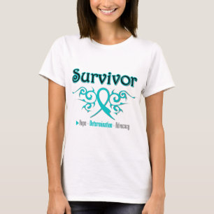 Camiseta Cinta tribal del superviviente del cáncer ováric