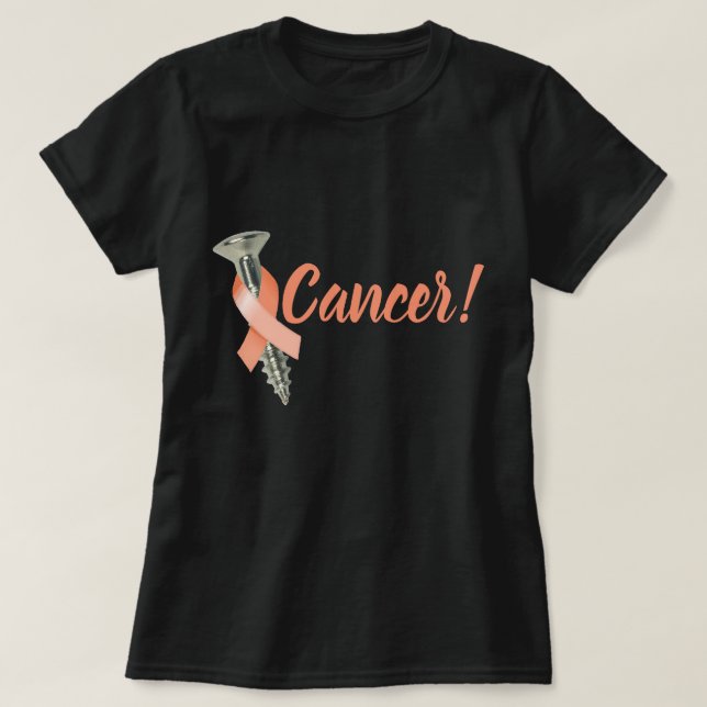 Camiseta Cinta uterina del melocotón del cáncer del (Diseño del anverso)