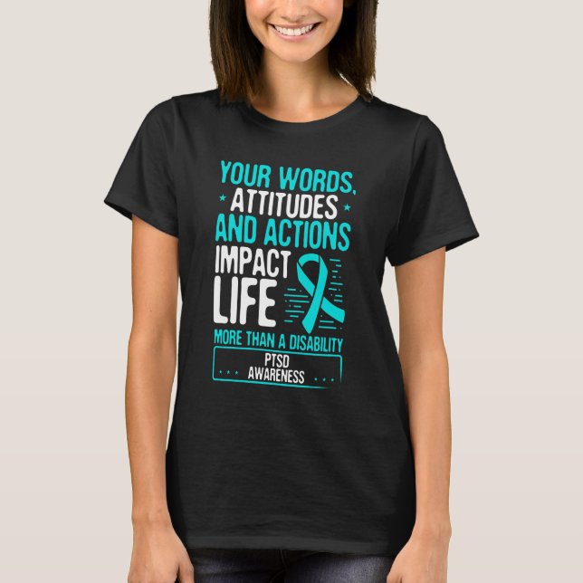 Camiseta Cinta Verde azulada del mes del trastorno de estré (Anverso)