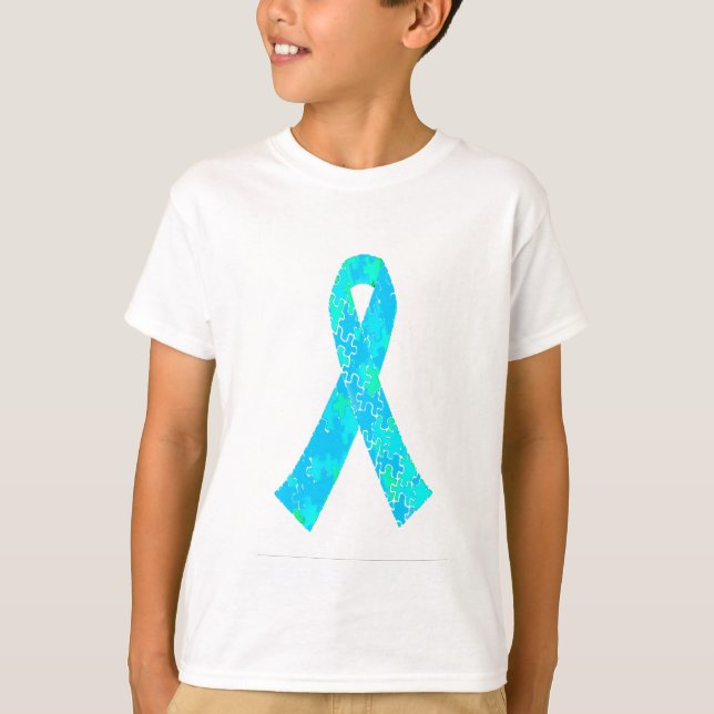 Camiseta Cinta verde azulada del modelo del rompecabezas (Anverso)