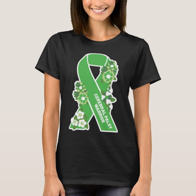 Camiseta Cinta verde CP y flores Palisis cerebral de las mu (Anverso)