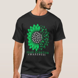Camiseta Cinta Verde de Girasol de Conciencia de Donación d