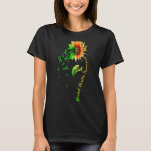 Camiseta Cinta verde girasol apoya la salud mental