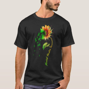Camiseta Cinta verde girasol apoya la salud mental