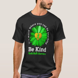 Camiseta Cinta Verde Girasol Tenga cuidado de la salud ment