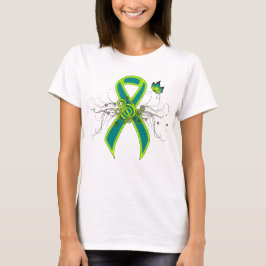 Camiseta Cinta verde verde azulada y ligera con mariposa