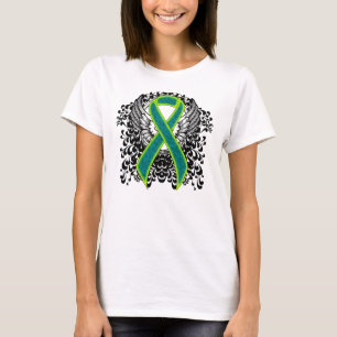 Camiseta Cinta verde verde azulada y tibia con alas