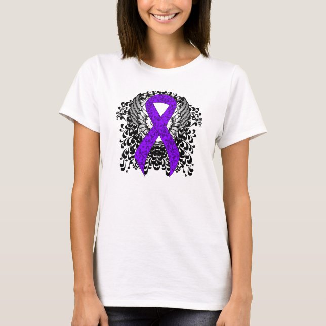 Camiseta Cinta violeta con alas, linfoma de Hodgkin (Anverso)