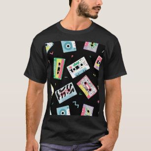 Camiseta Cintas de audio retro, patrón de estilo de los año