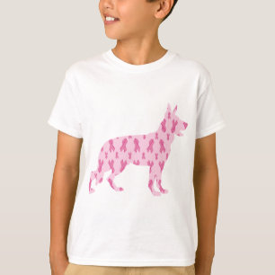 Camiseta Cintas de cáncer rosado de pastor alemanas