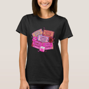 Camiseta Cintas de Cassette Retro Música Corazón Rosa Feliz