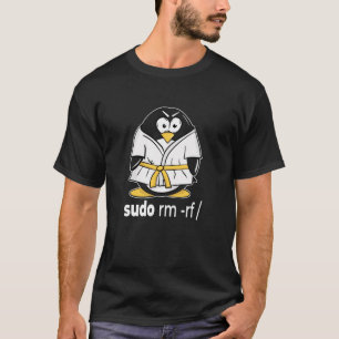 Camiseta Cinturón amarillo ninja linux pingüino sudo rm -rf