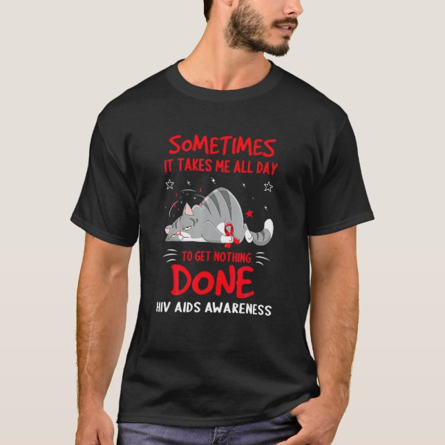 Camiseta Cinturón de gato de concienciación sobre el SIDA d (Anverso)