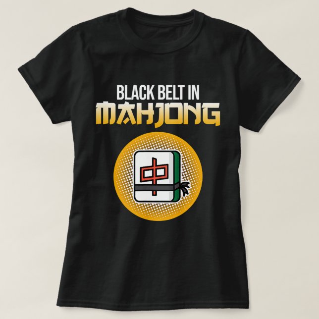 Camiseta Cinturón Negro En Los Juegos De Mahjong Jugador Gr (Diseño del anverso)