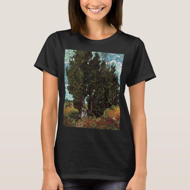 Camiseta Cipreses con figuras femeninas de Vincent van Gogh (Anverso)