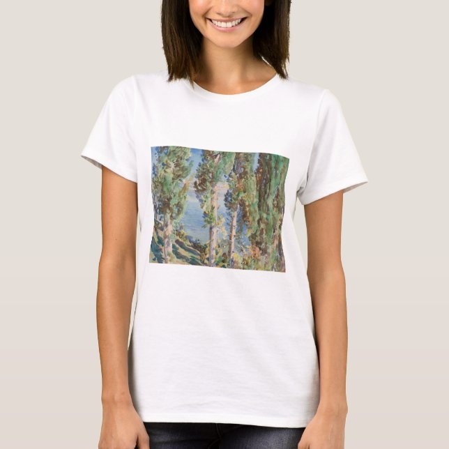 Camiseta Cipreses de Corfú de John Singer Sargent (Anverso)